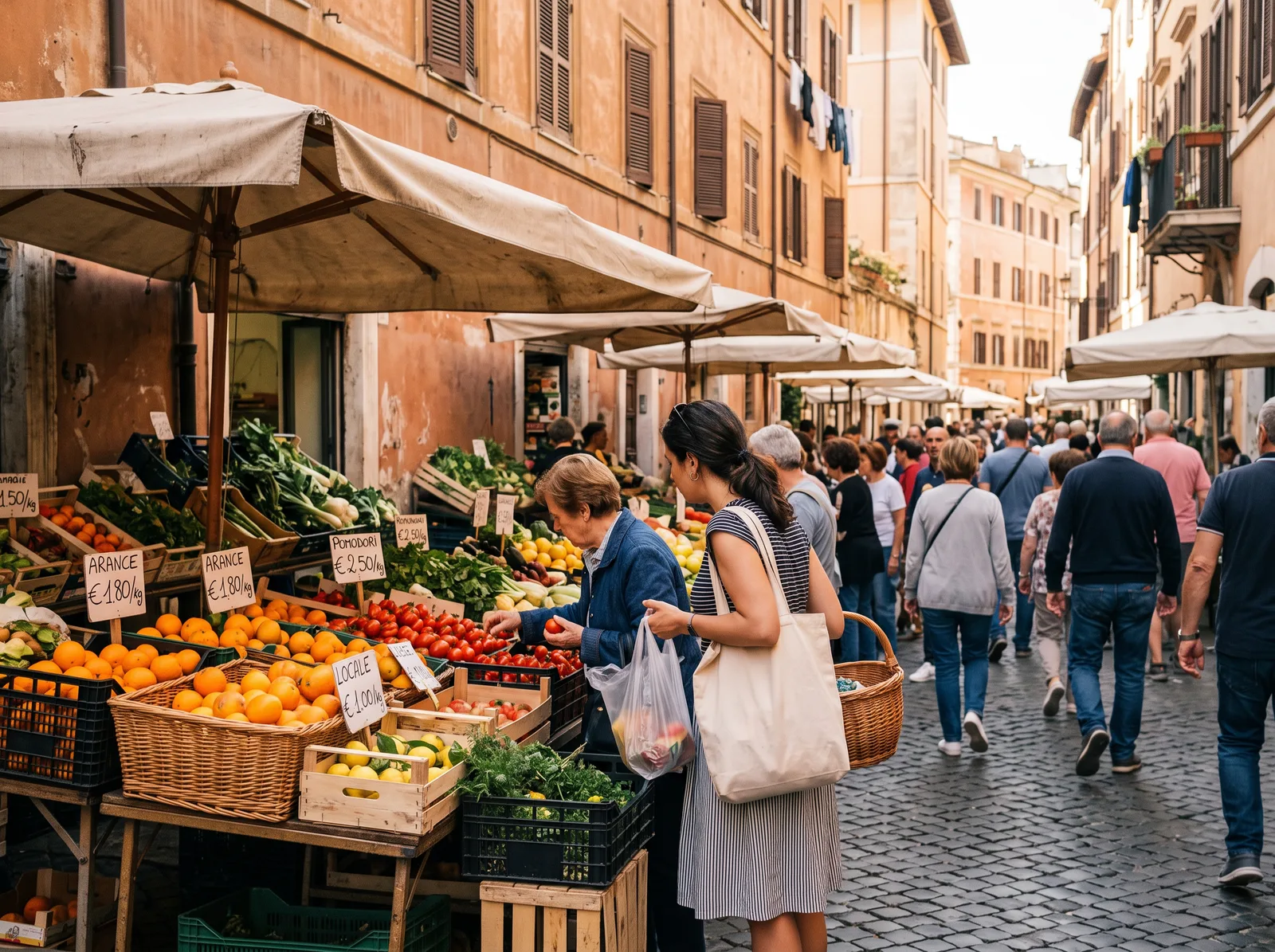 Neighbourhood food market in Prati, Rome