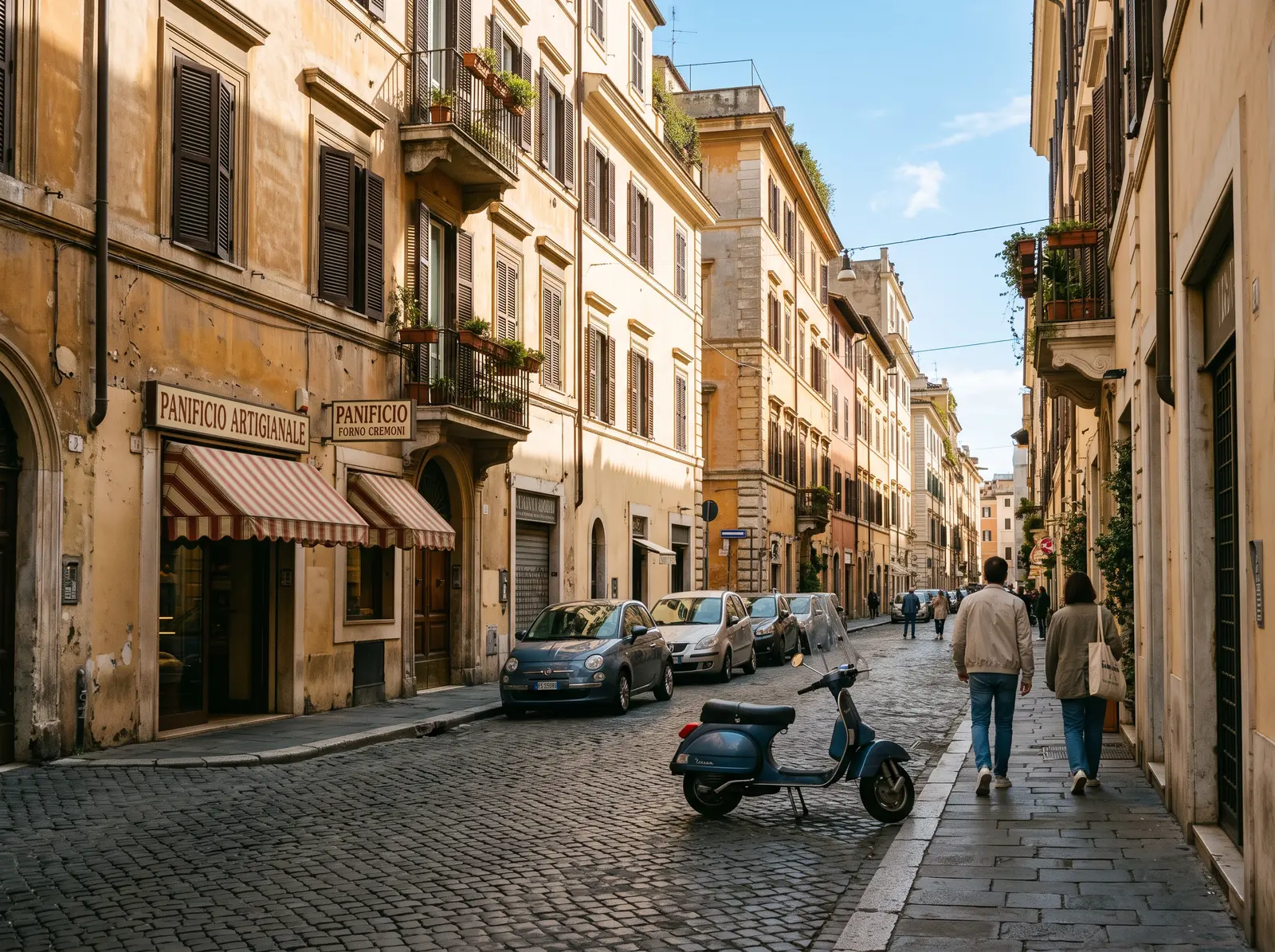 Quiet residential side street in the Prati district of Rome